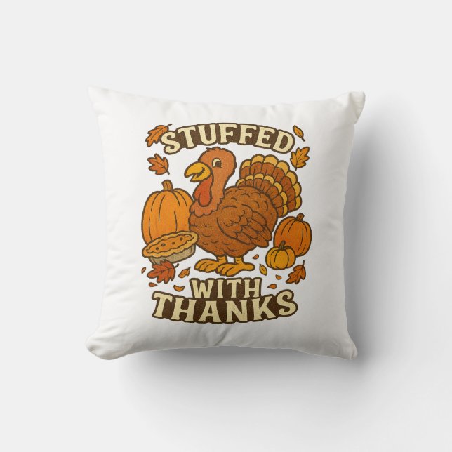 Gevuld met Bedankt Thanksgiving Kussen (Voorkant)