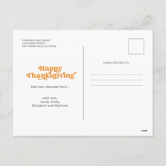 gevuld met Gratitude Happy Thanksgiving Feestdagenkaart (Achterkant)