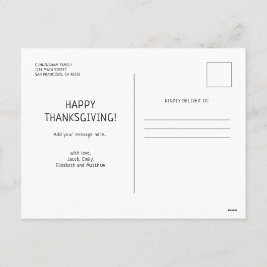 gevuld met Gratitude Happy Thanksgiving Feestdagenkaart (Achterkant)