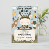 gevuld Wild Camo Oh Deer Eend jacht 1e verjaardag Kaart (Staand voorkant)