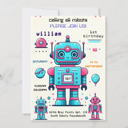 Gevulde Boy Leuke Speelgoed Grappige Robot Eerste Kaart (Voorkant)