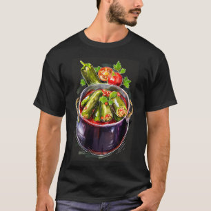 Gevulde courgette met aubergine t-shirt