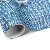 Gevulde denimachtergrond. Kantelgat in de stof Cadeaupapier (Rol Hoek)