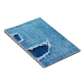 Gevulde denimachtergrond. Kantelgat in de stof Notitieboek (Rechterzijde)