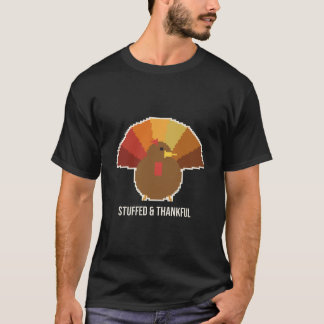 Gevulde en Dankbare Pixelkalkoen Kerstmis T-shirt
