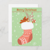 gevulde kerst kous Kaart (Voorkant / Achterkant)