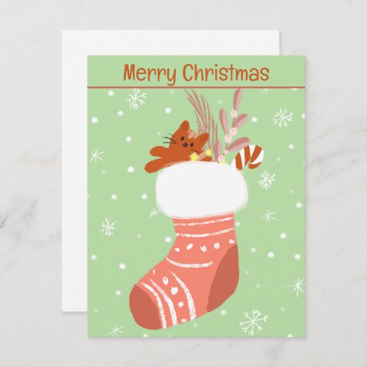 gevulde kerst kous Kaart (Voorkant / Achterkant)