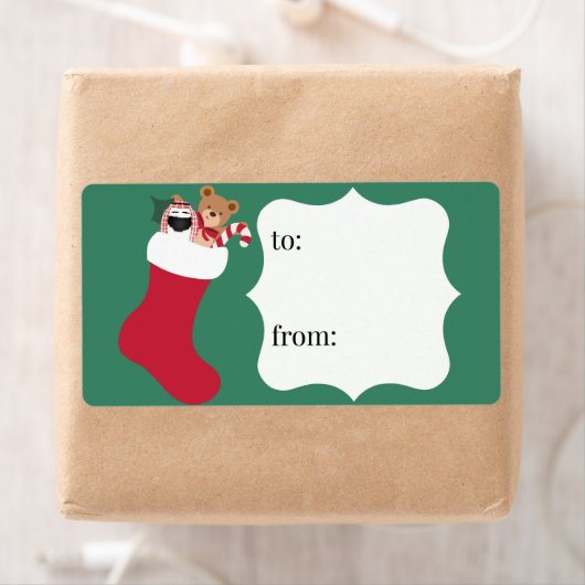 Gevulde Kous Ontvangers Kerst Gift Label (Insitu)