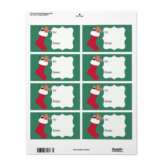 Gevulde Kous Ontvangers Kerst Gift Label (Full Sheet)