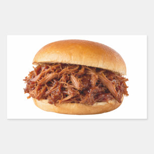 Gevulde pulled pork sandwich op wit rechthoekige sticker