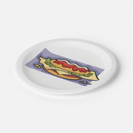 Gevulde sandwich papieren bordje (Gekanteld)