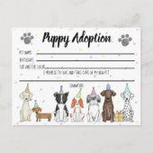 Gevulde Speelgoed Puppy Adoption Kaart voor Party  (Voorkant)