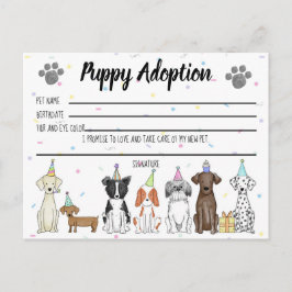 Gevulde Speelgoed Puppy Adoption Kaart voor Party 