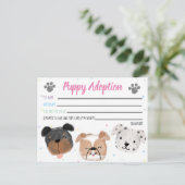 Gevulde Speelgoed Puppy Adoption Kaart voor Party (Staand voorkant)