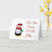 Gevulde speelgoedpinguïn gekleed voor de winter kaart (Gele Bloem)