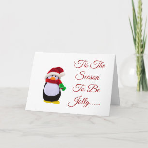 Gevulde speelgoedpinguïn gekleed voor de winter kaart