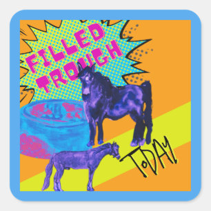 gevulde trog komische stijl vierkante sticker