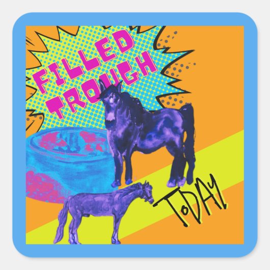 gevulde trog komische stijl vierkante sticker (Voorkant)