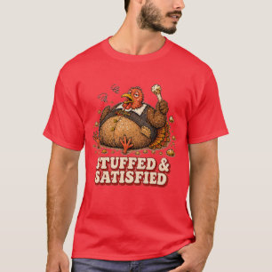 Gevulde & Verzadigde kalkoen Thanksgiving ontwerp T-shirt