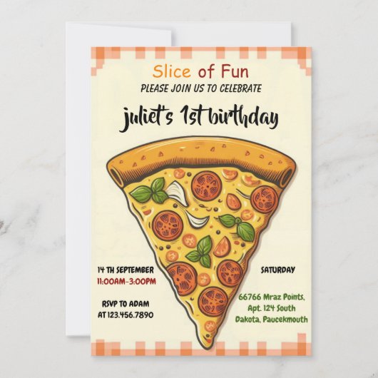 gevulde voeding jongen meisje tiener pizza eerste  kaart (Voorkant)