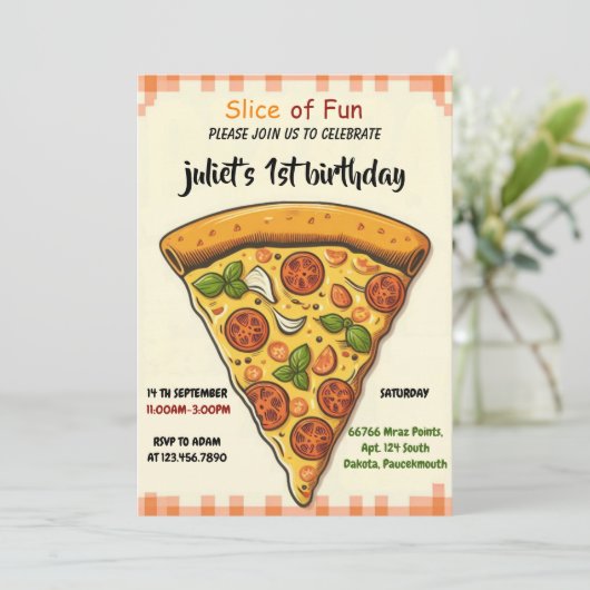 gevulde voeding jongen meisje tiener pizza eerste  kaart (Staand voorkant)