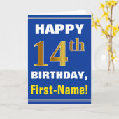 Gewaagd, Blauw, Gouden 14de Verjaardag Faux met de Kaart (Gele Bloem)