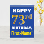 Gewaagd, Blauw, Gouden 73ste Verjaardag Faux met Kaart (Gele Bloem)