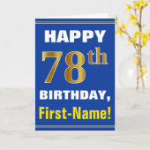 Gewaagd, Blauw, Gouden 78ste Verjaardag Faux met Kaart (Gele Bloem)