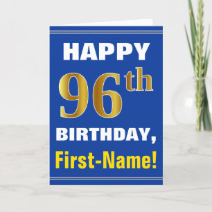 Gewaagd, Blauw, Gouden 96ste Verjaardag Faux met Kaart