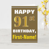 Gewaagd, Bruin, Gouden 91ste Verjaardag Faux met Kaart (Gele Bloem)