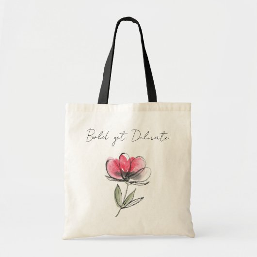 Gewaagd maar toch delicaat - Red Flower Doodle Can Tote Bag (Voorkant)