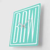 Gewaagd Modern Monogram | van 3 Initialen Wit op Vierkante Klok (Hoek)