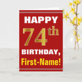 Gewaagd, Rood, Gouden 74ste Verjaardag Faux met de Kaart (Gele Bloem)