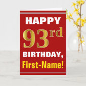 Gewaagd, Rood, Gouden 93ste Verjaardag Faux met de Kaart (Gele Bloem)