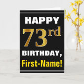 Gewaagd, Zwart, Gouden 73ste Verjaardag Faux met Kaart (Gele Bloem)