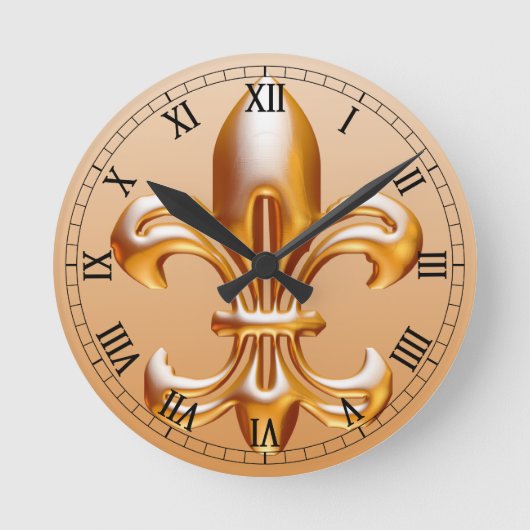 Gewaagde Gold Fleur DE Lis Ronde Klok (Voorkant)