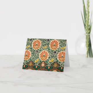 Gewaagde Groene & Oranje BloemenNotecard Kaart