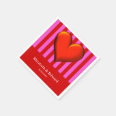 Gewaagde Hete Roze, Rode Strepen, Rood MetaalHart Servet (Hoek)