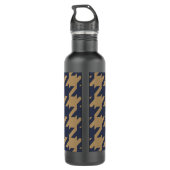 Gewaagde moderne marine bruine houndstooth met waterfles (Achterkant)