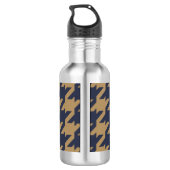Gewaagde moderne marine bruine houndstooth met waterfles (Achterkant)
