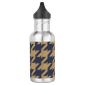 Gewaagde moderne marine bruine houndstooth met waterfles (Links)