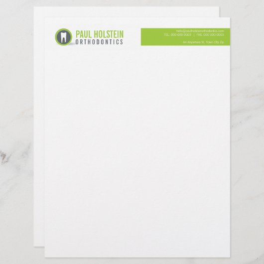 GEWAAGDE TANDARTS LETTERHEAD :: moderne tand logo  Custom Briefhoofd (Voorkant / Achterkant)