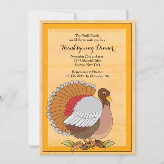 Gewaardeerd kalkoen Thanksgiving diner uitnodiging (Voorkant)