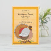 Gewaardeerd kalkoen Thanksgiving diner uitnodiging (Staand voorkant)