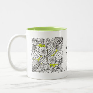 Gewaardeerde Vriendschap met Abstracte Bloem Doodl Tweekleurige Koffiemok
