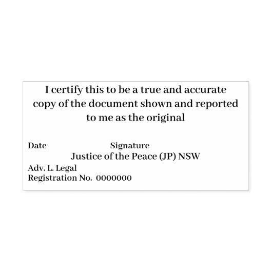 Gewaarmerkt afschrift van het origineel Gerechtsho Zelfinktende Stempel (Design)