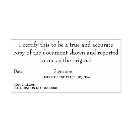 Gewaarmerkt afschrift van het origineel Gerechtsho Zelfinktende Stempel (Design)