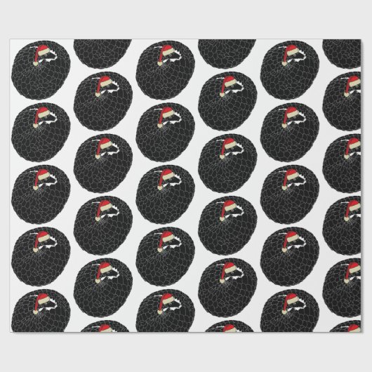 Gewalste pangolin kerst zwart-wit cadeaupapier (Vlak)