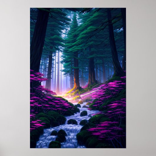 Gewapend bos, een roze vlakte paradijs poster (Voorkant)