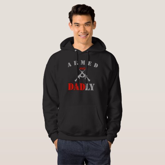 Gewapend en Dadly Funny Vaderdag Gift voor papa Hoodie (Voorkant volledig)